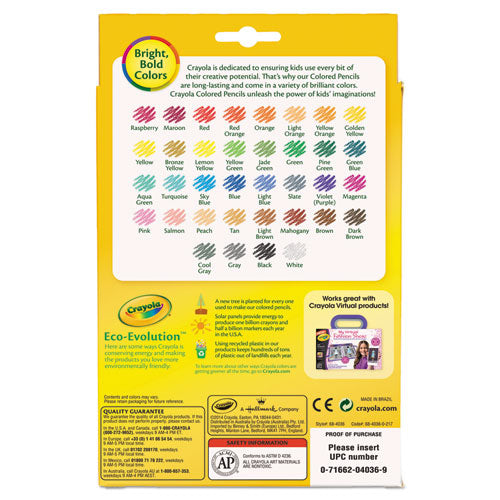 Crayola Short-Length Colored Pencil Set, 3.3 mm, 2B (#1), Assorted Lead-Barrel Colors, 36-Pack 684036
