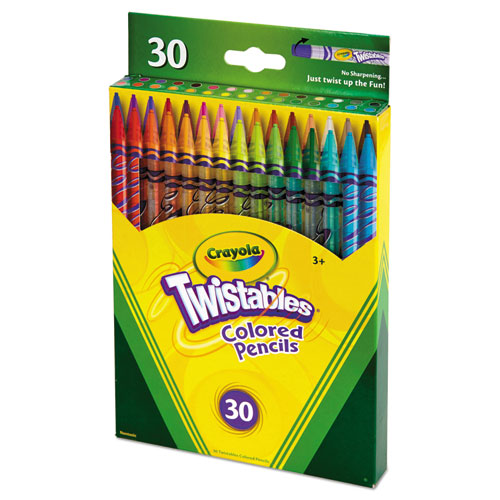 Crayola Twistables Colored Pencils, 2 mm, 2B (#1), Assorted Lead-Barrel Colors, 30-Pack 687409