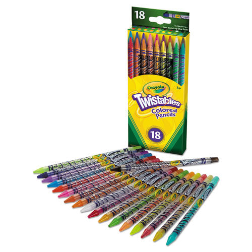 Crayola Twistables Colored Pencils, 2 mm, 2B (#1), Assorted Lead-Barrel Colors, 18-Pack 68-7418