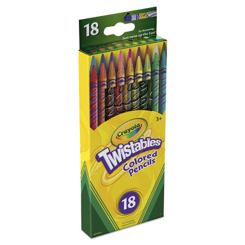 Crayola Twistables Colored Pencils, 2 mm, 2B (#1), Assorted Lead-Barrel Colors, 18-Pack 68-7418