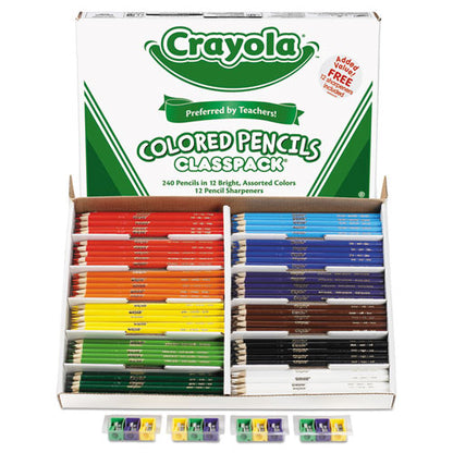 Crayola Color Pencil Classpack Set, 3.3 mm, 2B (#1), Assorted Lead-Barrel Colors, 252-Box 688024