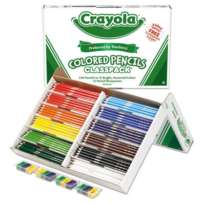 Crayola Color Pencil Classpack Set, 3.3 mm, 2B (#1), Assorted Lead-Barrel Colors, 252-Box 688024