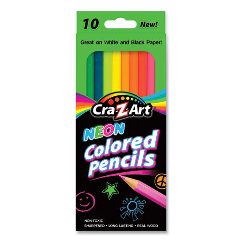 Cra-Z-Art Neon Colored Pencils, 10 Assorted Lead-Barrell Colors, 10-Set 1042772