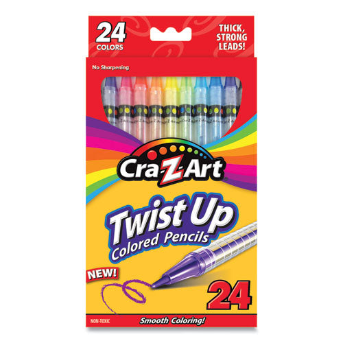 Cra-Z-Art Twist Up Colored Pencils, 24 Assorted Lead Colors, Clear Barrel, 24-Set 10462-24