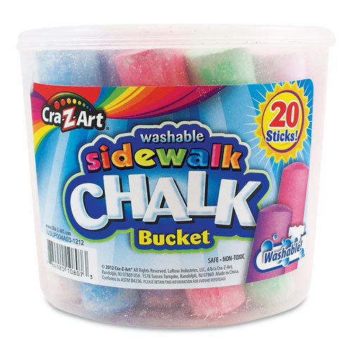 Cra-Z-Art Washable Sidewalk Jumbo Chalk in Storage Bucket with Lid and Handle, 20 Assorted Colors 108076