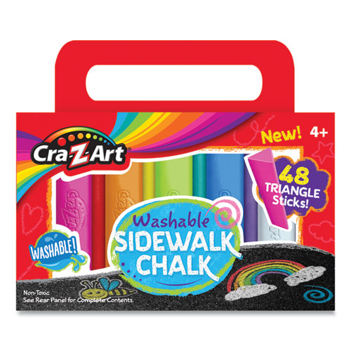 Cra-Z-Art Washable Sidewalk Chalk, Triangle Shaped, 48 Assorted Bright Colors, 48 Sticks-Set 10880