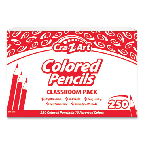 Cra-Z-Art Colored Pencils, 10 Assorted Lead-Barrel Colors, 250-Set 740011