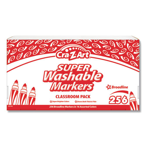 Cra-Z-Art Super Washable Markers Classpack, Broad Bullet Tip, Assorted Colors, 256-Set 740091
