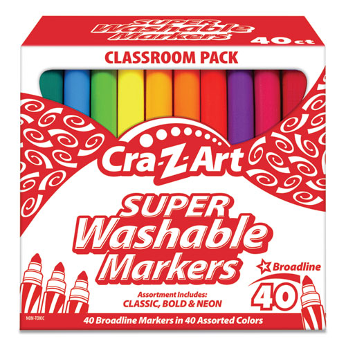 Cra-Z-Art Super Washable Markers, Broad Bullet Tip, Assorted Colors, 40-Set 740106