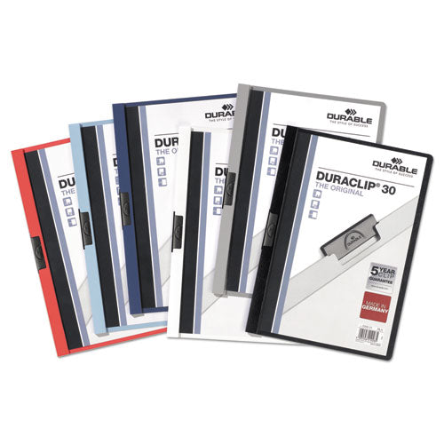 Durable DuraClip Report Cover, Clip Fastener, 8.5 x 11, Clear-Black, 25-Box 220301