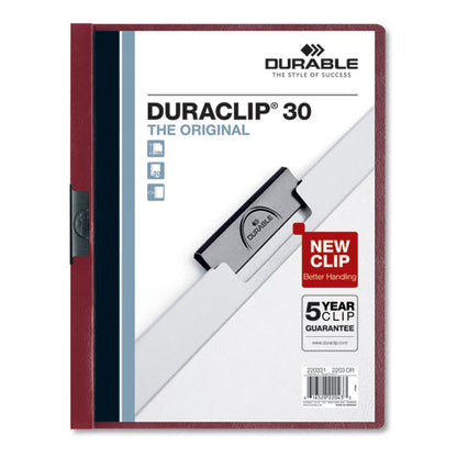 Durable DuraClip Report Cover, Clip Fastener, 8.5 x 11, Clear-Maroon, 25-Box 220331