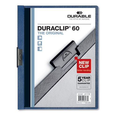 Durable DuraClip Report Cover, Clip Fastener, 8.5 x 11, Clear-Dark Blue, 25-Box 221407