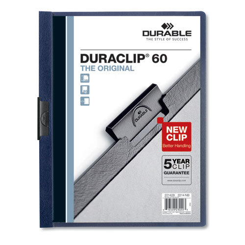 Durable DuraClip Report Cover with Clip Fastener, 8.5 x 11, Clear-Navy, 25-Box 221428