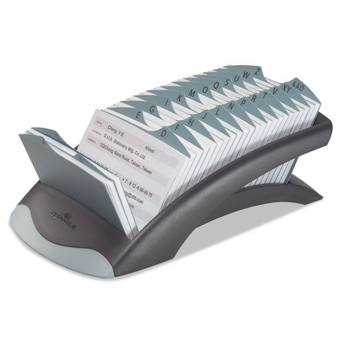 Durable TELINDEX Desk Address Card File, Holds 500 2.88 x 4.13 Cards, 5.13 x 9.31 x 3.56, Plastic, Graphite-Black 241201