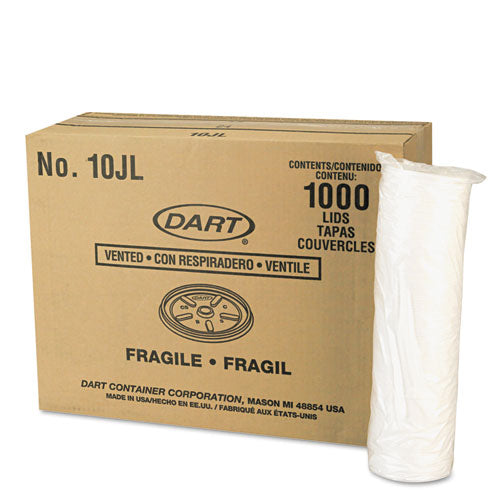 Dart Vented Plastic Hot Cup Lids, 10 oz Cups, White, 1,000-Carton 10JL