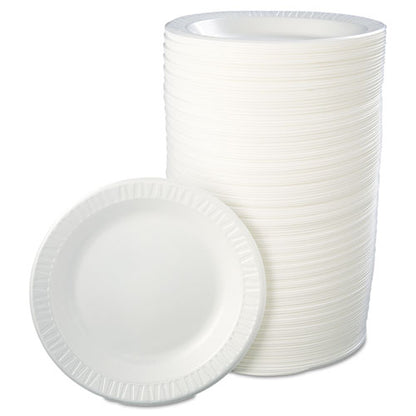 Dart Quiet Classic Laminated Foam Dinnerware, Plate, 10.25" dia, White, 125-Pack, 4 Packs-Carton 10PWQR