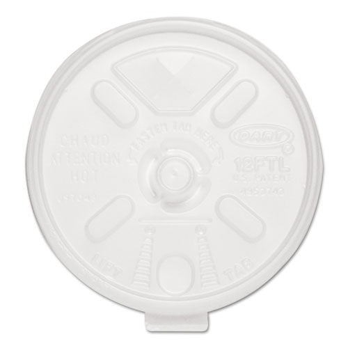 Dart Lift n' Lock Plastic Hot Cup Lids, With Straw Slot, Fits 10 oz to 14 oz Cups, Translucent, 100-Sleeve, 10 Sleeves-Carton 12FTLS