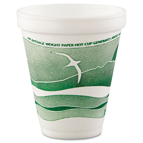 Dart Horizon Hot-Cold Foam Drinking Cups, 12 oz, Green-White, 25-Bag, 40 Bags-Carton 12J16H