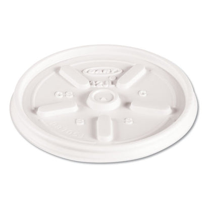 Dart Plastic Lids for Foam Cups, Bowls and Containers, Vented, Fits 6-14 oz, White, 1,000-Carton 12JL