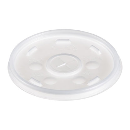 Dart Plastic Lids for Foam Cups, Bowls and Containers, Flat with Straw Slot, Fits 6-14 oz, Translucent, 1,000-Carton 12SL