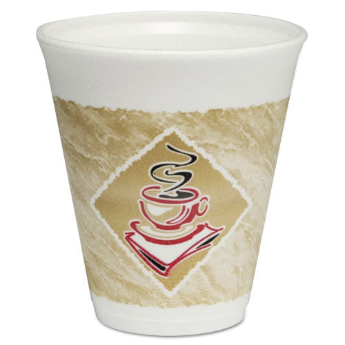 Dart CafÃ© G Foam Hot-Cold Cups, 12 oz, Brown-Red-White, 1,000-Carton 12X16G