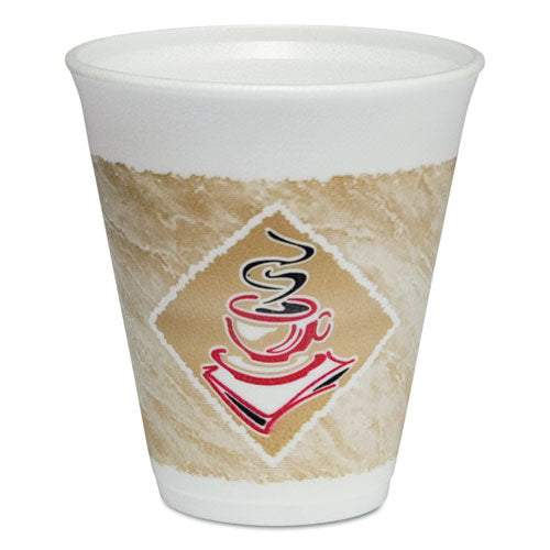 Dart Cafe G Foam Hot-Cold Cups, 12 oz, Brown-Red-White, 20-Pack 12X16G