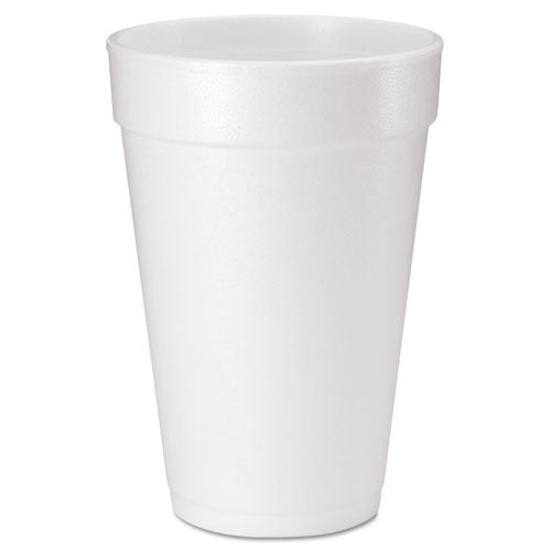 Dart Foam Drink Cups, 16 oz, White, 20-Bag, 25 Bags-Carton 16J165