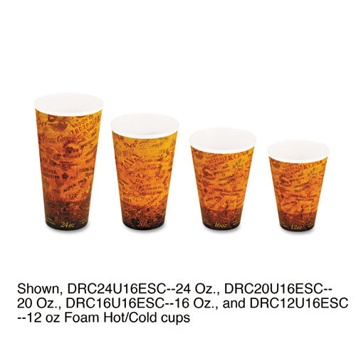 Dart Fusion Escape Foam Hot-Cold Cups, 16 oz, Brown-Black, 1,000-Carton 16U16ESC