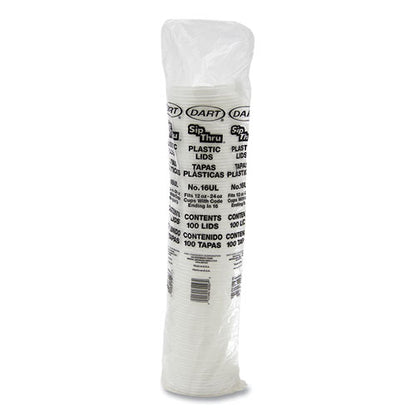 Dart Plastic Lids, Fits 12 oz to 24 oz Hot-Cold Foam Cups, Sip-Thru Lid, White, 100-Pack, 10 Packs-Carton 16UL