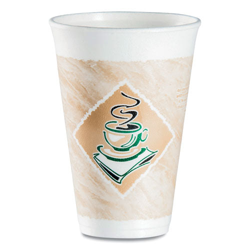 Dart Café G Foam Hot-Cold Cups, 16 oz, Brown-Green-White, 1,000-Carton 16X16G-167318