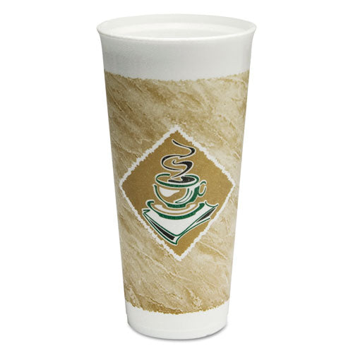Dart CafÃ© G Foam Hot-Cold Cups, 24 oz, Brown-Green-White, 20-Bag, 25 Bags-Carton 24X16G