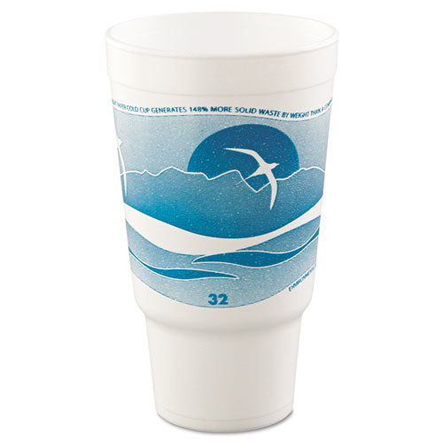 Dart Horizon Hot-Cold Foam Drinking Cups, 32 oz, Teal-White, 16-Bag, 25 Bags-Carton 32AJ20H-168200