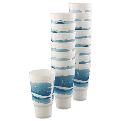 Dart Horizon Hot-Cold Foam Drinking Cups, 32 oz, Teal-White, 16-Bag, 25 Bags-Carton 32AJ20H-168200