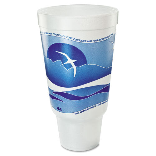 Dart Horizon Hot-Cold Foam Drinking Cups, 44 oz, Ocean Blue-White, 15-Bag, 20 Bags-Carton 44AJ32H