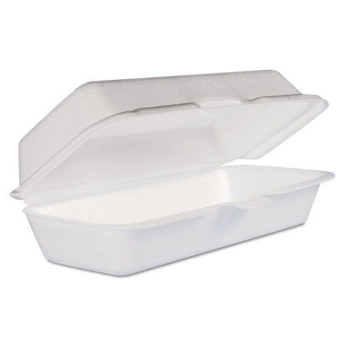 Dart Foam Hinged Lid Container, Hot Dog Container, 3.8 x 7.1 x 2.3, White,125/Bag, 4 Bags/Carton 72HT1