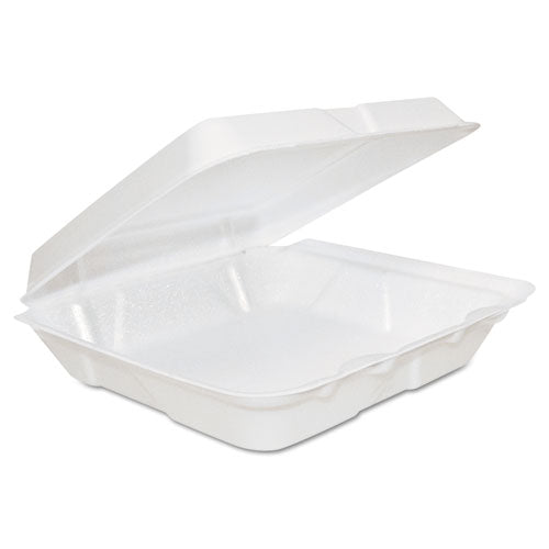 Dart Foam Hinged Lid Containers, 8 x 8 x 2.25, White, 200-Carton 80HT1R