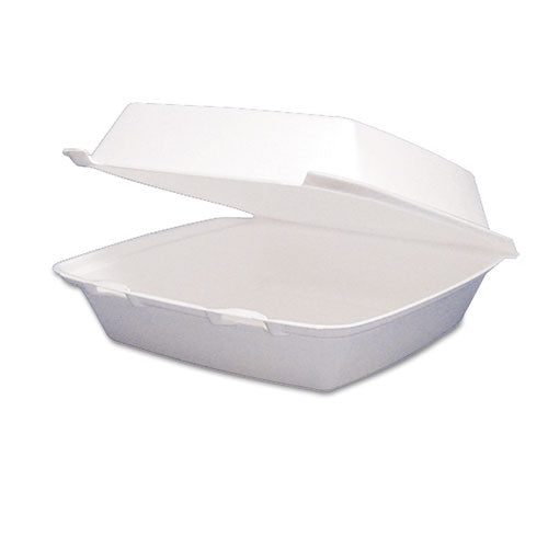 Dart Foam Hinged Lid Containers, 1-Compartment, 8.38 x 7.78 x 3.25, White, 200-Carton 85HT1R