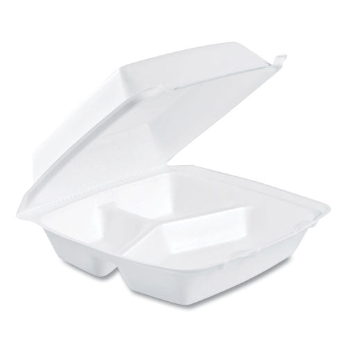 Dart Foam Hinged Lid Containers, 3-Compartment, 8.38 x 7.78 x 3.25, 200/Carton 85HT3R