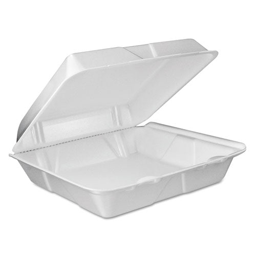 Dart Foam Hinged Lid Container, Vented Lid, 9 x 9.4 x 3, White, 100-Pack, 2 Packs-Carton 90HTPF1VR