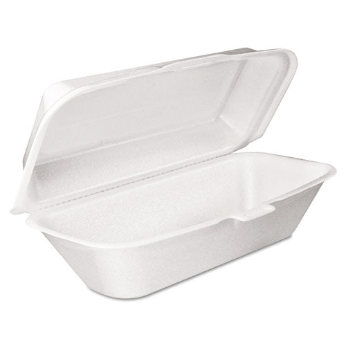 Dart Foam Hinged Lid Container, Hoagie Container with Removable Lid, 5.3 x 9.8 x 3.3, White, 125-Bag, 4 Bags-Carton 99HT1R
