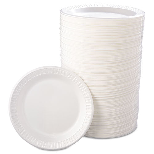 Dart Quiet Classic Laminated Foam Dinnerware, Plate, 9" dia, White, 125-Pack, 4 Packs-Carton 9PWQR