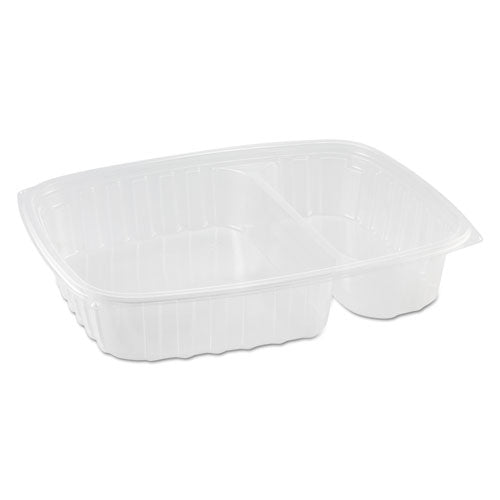 Dart StayLock Clear Hinged Lid Containers, 3-Compartment, 8.6 x 9 x 3, Clear, 100-Packs, 2 Packs-Carton C55UT3