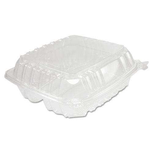Dart ClearSeal Hinged-Lid Plastic Containers, 8.25 x 8.25 x 3, Clear, 125-Pack, 2 Packs-Carton C90PST3