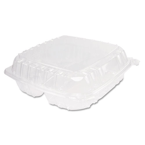 Dart ClearSeal Hinged-Lid Plastic Containers, 3-Compartment, 9.5 x 9 x 3, 100-Bag, 2 Bags-Carton C95PST3