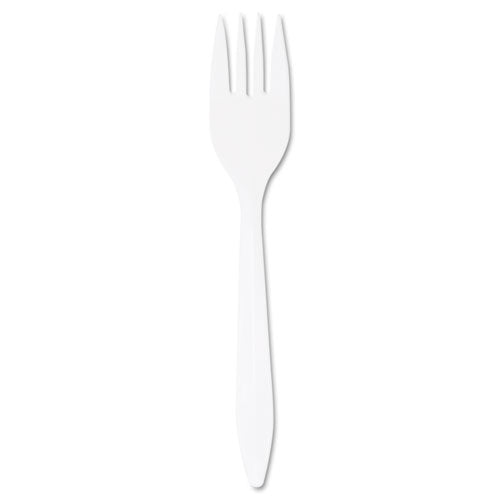 Dart Style Setter Mediumweight Plastic Forks, White, 1000-Carton F6BW