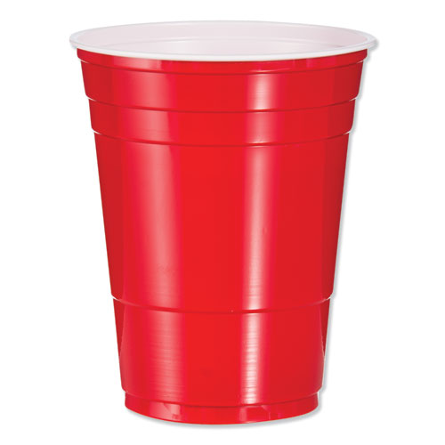 Dart Solo Plastic Party Cold Cups, 16 oz, Red, 50-Bag, 20 Bags-Carton P16R