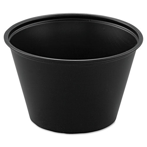 Dart Polystyrene Portion Cups, 4 oz, Black, 250-Bag, 10 Bags-Carton P400BLK