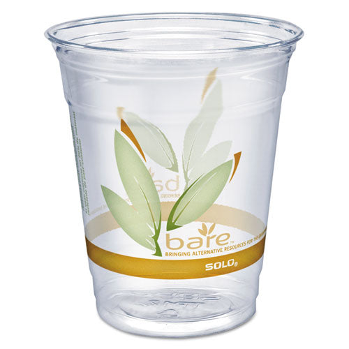 Dart Bare Eco-Forward RPET Cold Cups, 12 oz to 14 oz, Leaf Design, Clear, Squat, 50-Pack RTP12BARE