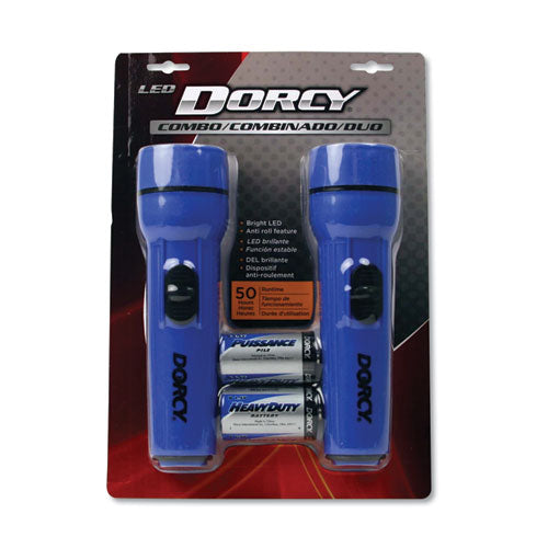 Dorcy LED Flashlight Pack, 1 D Battery (Included), Blue, 2-Pack 412594