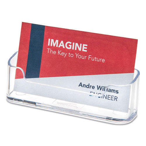 Deflecto Horizontal Business Card Holder, Holds 50 Cards, 3.88 x 1.38 x 1.81, Plastic, Clear 70101